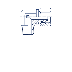 Соединения проходные штуцер-гайка PF Угловой адаптер NPT 90° с накидной гайкой by Verso Hydraulics
